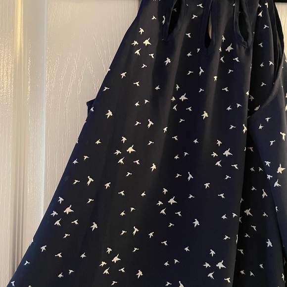 Papermoon Dark Blue Bird pattern blouse Womens Large - Picture 3 of 3